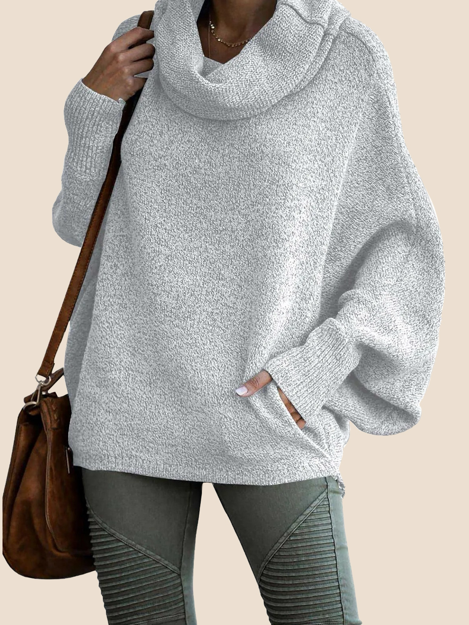 Women's Cowl Neck Pullover Sweaters with Pockets (Buy 2 Free Shipping)