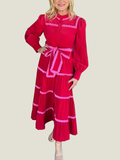 Women's Button Down Scalloped Tiered Corduroy Dress (Buy 2 Free Shipping)