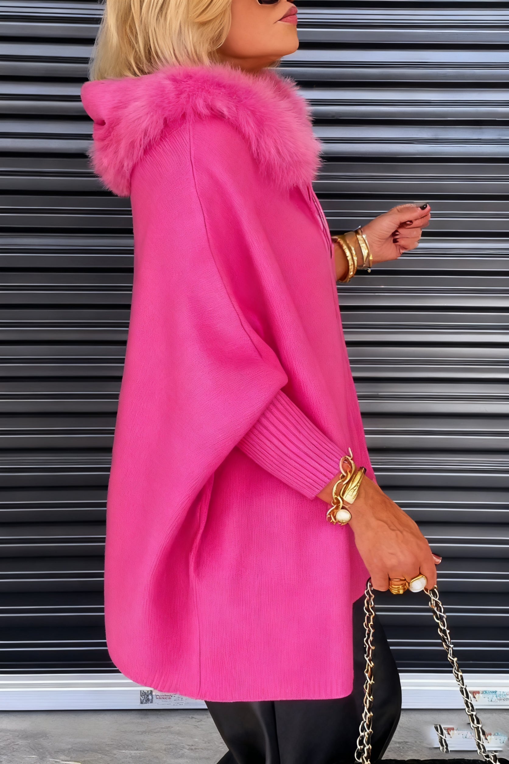 Women's Fur Collar Solid Color Casual Jacket