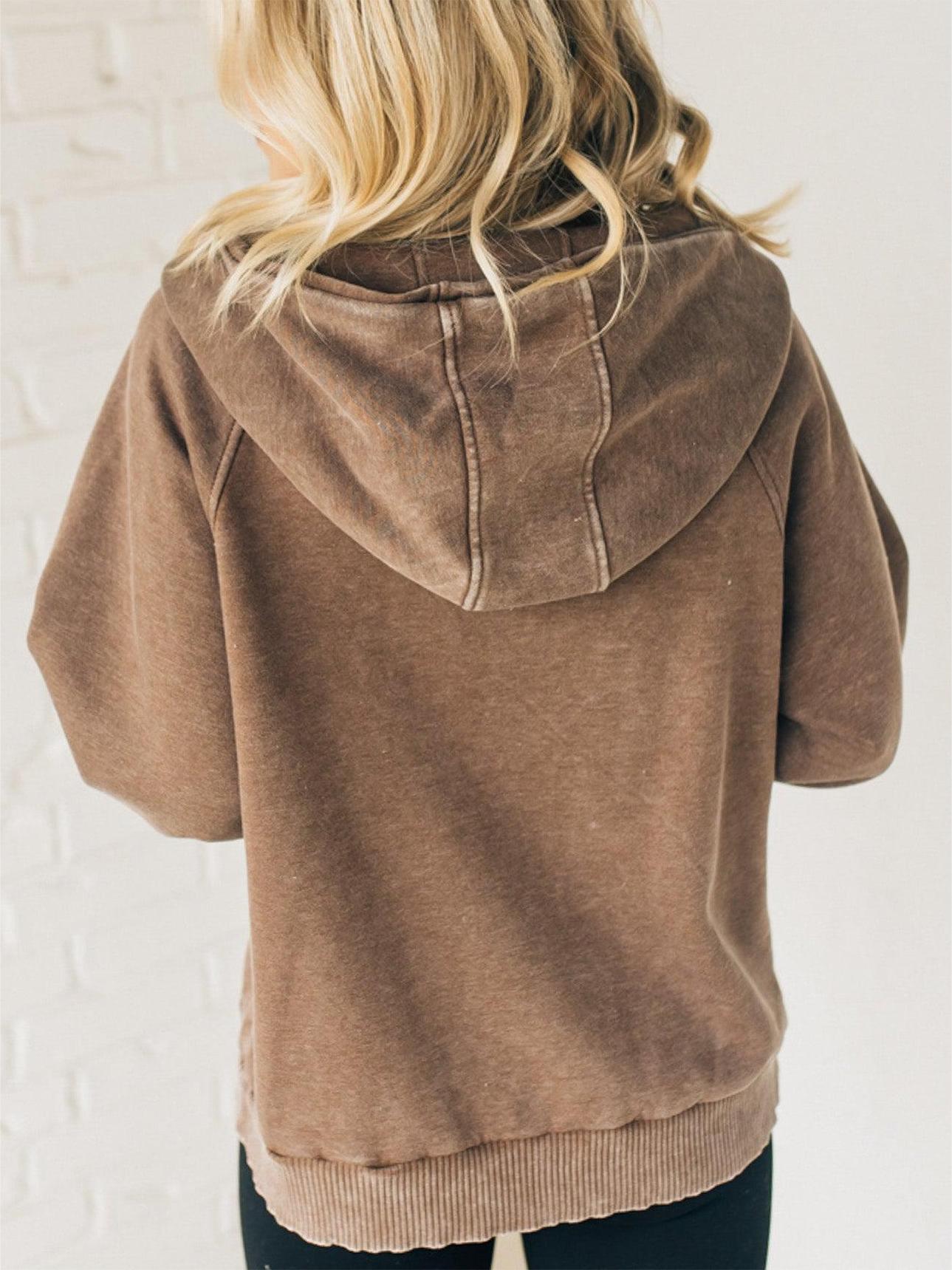 Women's 3/4 Zip Acid Washed Hoodie (Buy 2 Free Shipping)