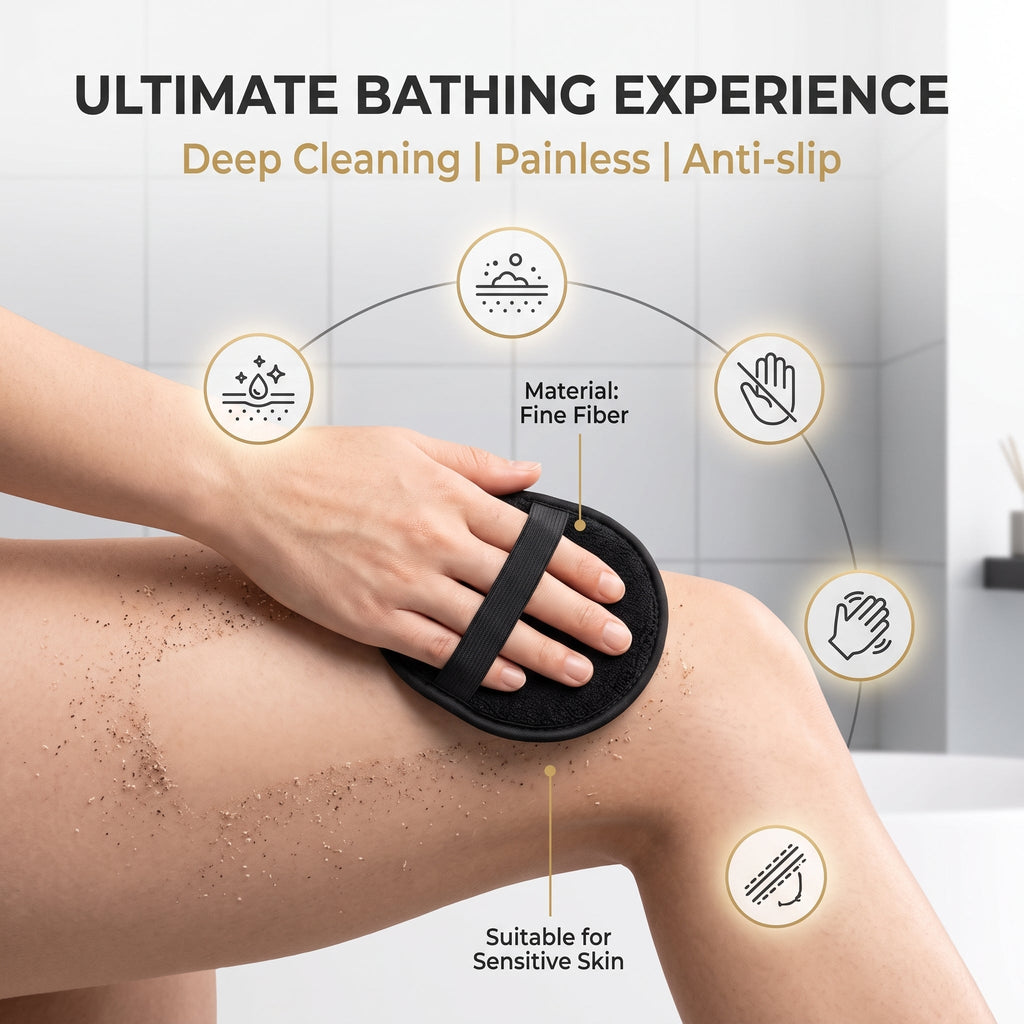 Painless Exfoliating Bath Mitt – Fast & Gentle Body Scrub Sponge Pad